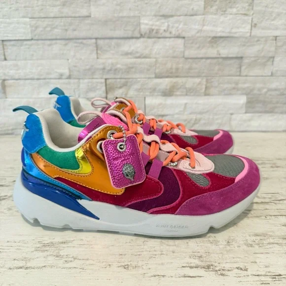 KURT GEIGER LONDON Suede Kurt Runner Sneakers Women’s SZ 38.5EU-8 US RAINBOW New - Picture 2 of 15